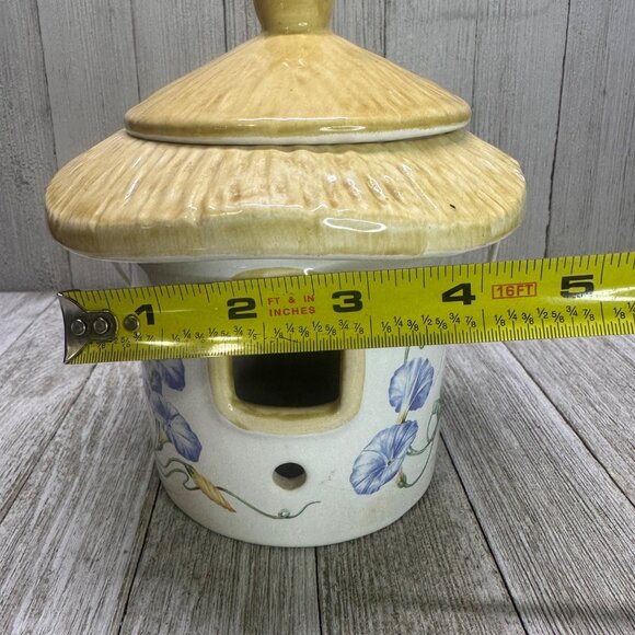 Vtg Teleflora Mushroom Shape Hanging Birdhouse Planter Floral 6.5" Tall Portugal - Picture 11 of 15